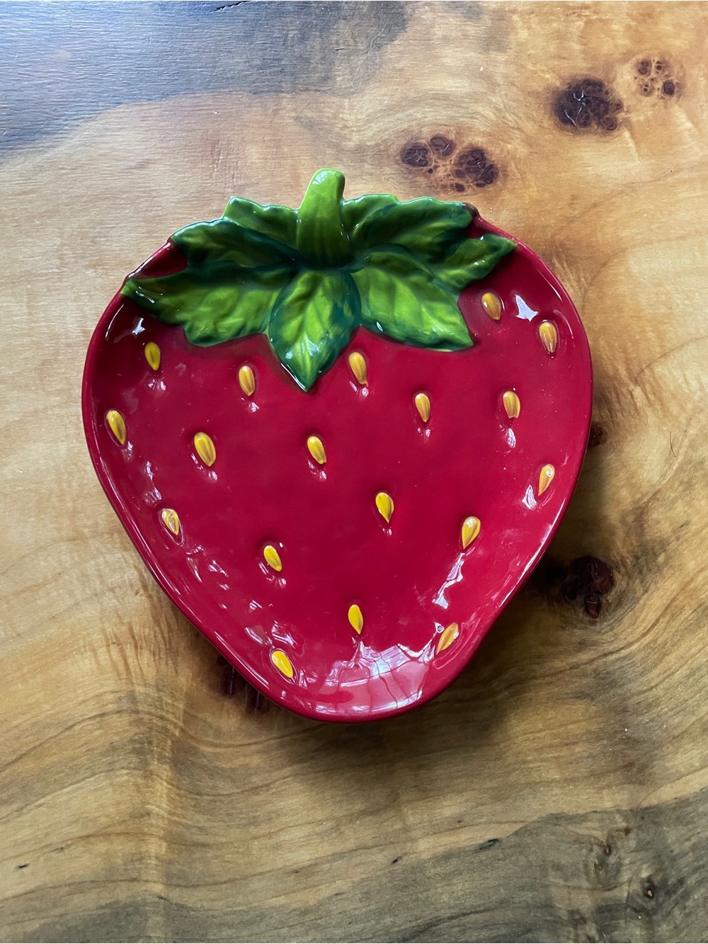 Hand Painted Strawberry Figural Appetizer Plate